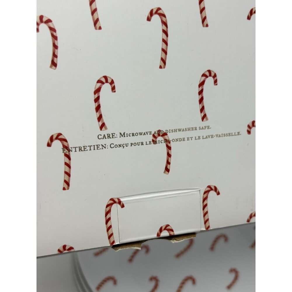 Pottery Barn Christmas CandyCane 7" Appetizer/Hors -d' Auvres Plates Set 4 NIB - Picture 8 of 9